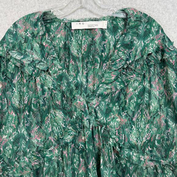 IRO Paris Date Top Blouse Size 38 Babydoll Ruffle Flutter Sleeve Semi Sheer Boho - Picture 5 of 16
